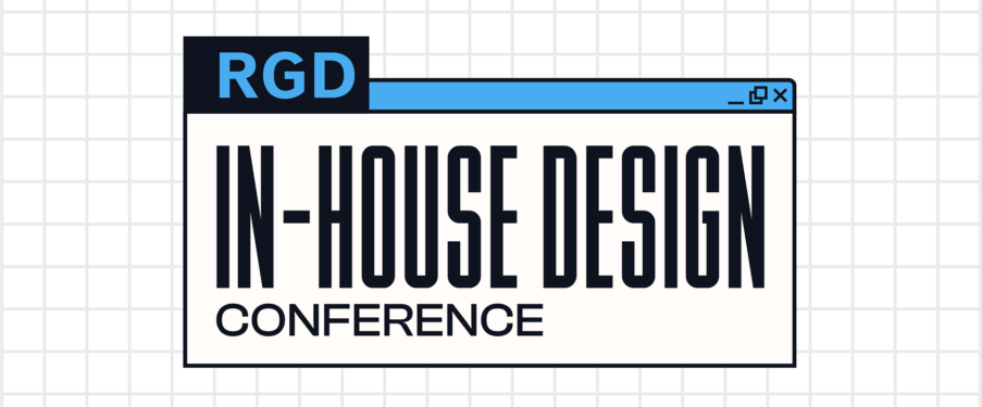 Blue and white in-house design conference branded image