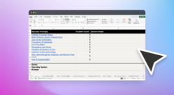 An excel document of someone's heuristic analysis.