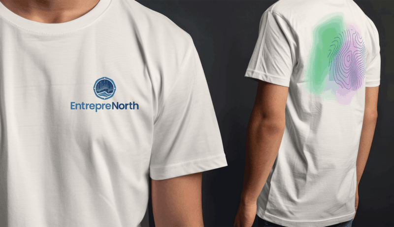 EntrepreNorth branded t-shirt mockup showing the front and back