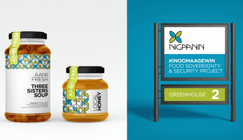 Niigaaniin products and signage mockups