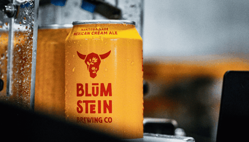 Close up of a Blumstein Brewing Co. beer can
