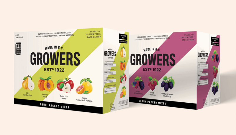 Two 12-pack boxes of Growers cider