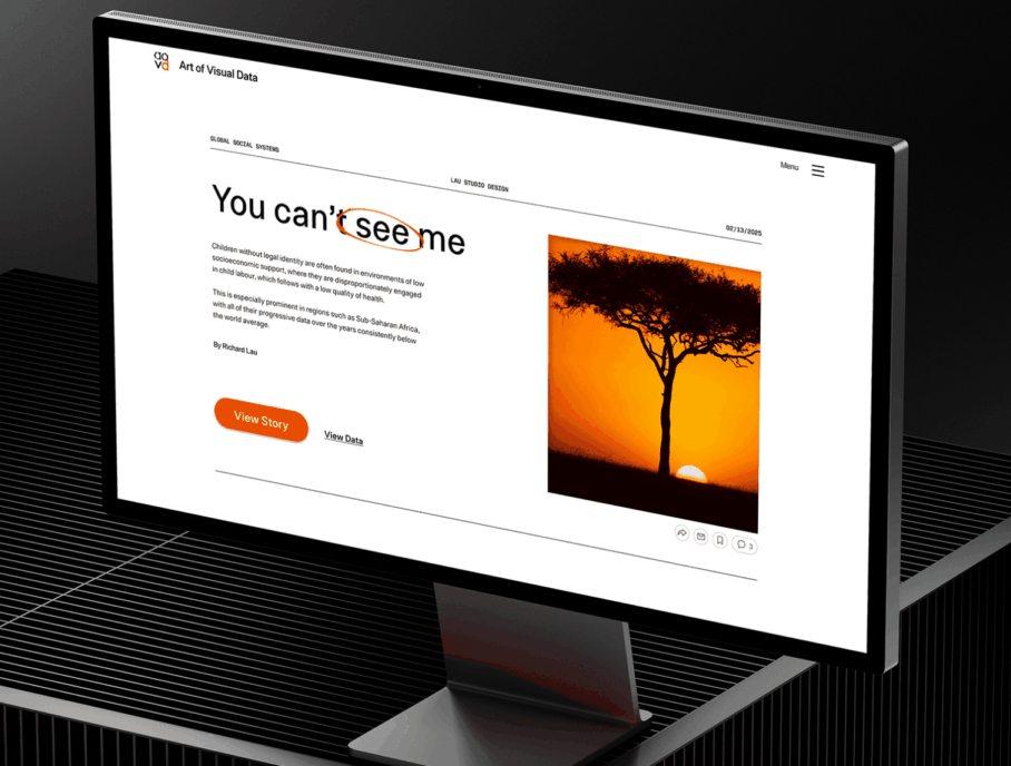 Desktop computer mockup of The Art of Visual Data website
