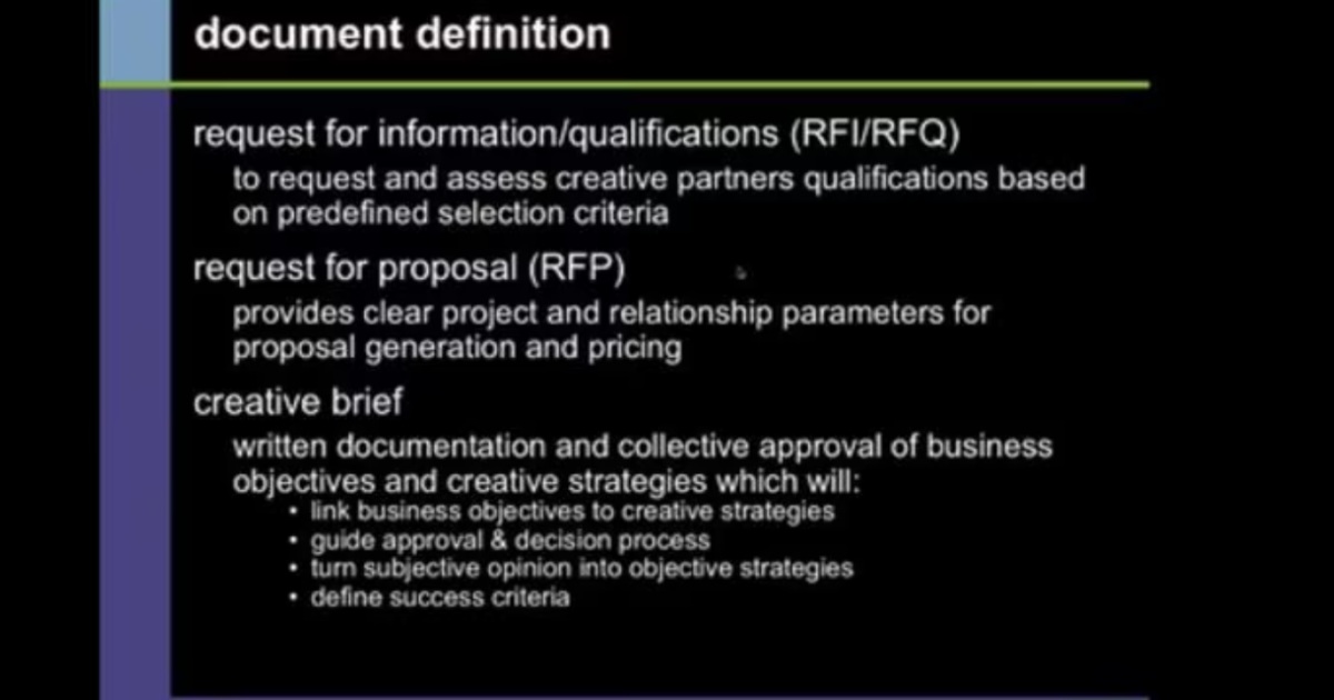RGD | RFIs, RFPs & Creative Briefs